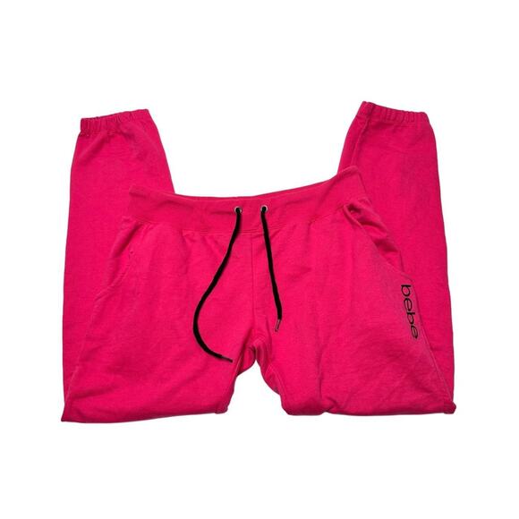 Women’s BeBe Hot Pink Size Large Vintage SweatPants Stretchy WaistBand - Picture 1 of 5